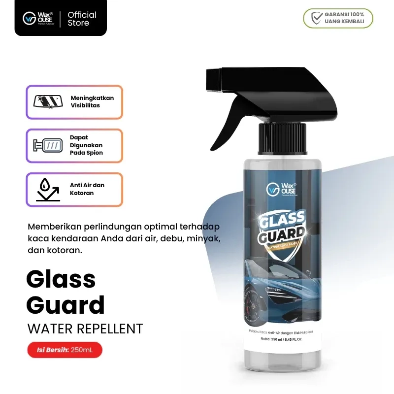 Waxouse Glass Guard Water Repellent Spray Cairan Pelapis Kaca Mobil Glass Coating Efek Daun Talas