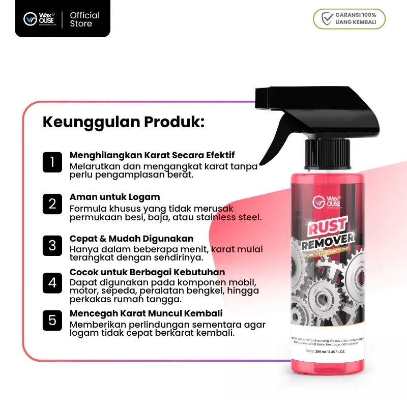 Waxouse Rust Remover Penghilang Karat Cairan Pembersih Karat Besi Karat Mesin Mobil Motor