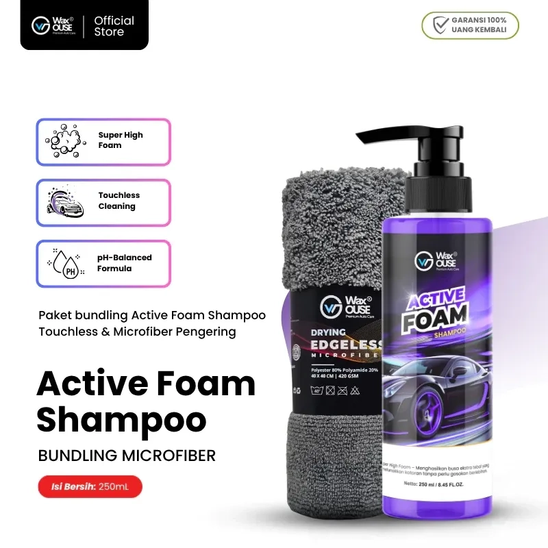 Paket Bundling Active Foam Shampoo & Drying Edgeless Microfiber