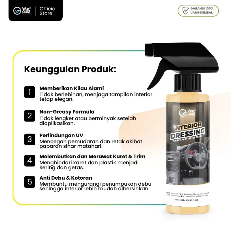 Waxouse Interior Dressing Pengkilap Interior Mobil & Motor Perawatan Plastik Vinyl dan Bahan Kulit