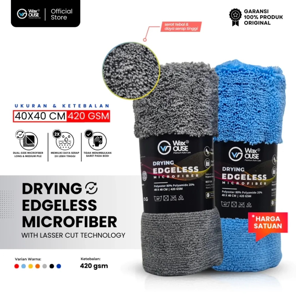 Lap Microfiber Pengering Drying Edgeless Microfiber Mobil dan Motor Ketebalan 420 GSM