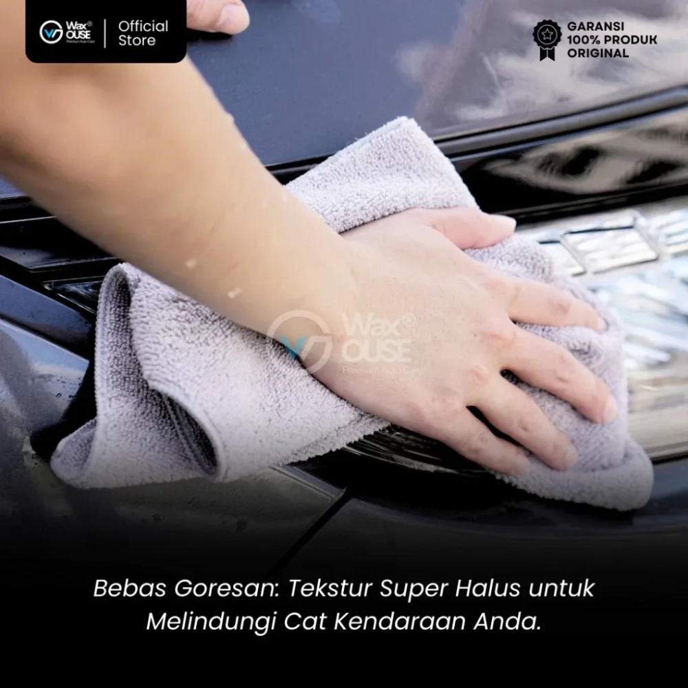 Waxouse Ultimate Microfiber 320 GSM – Lap Premium untuk Detailing Mobil & Motor, Ukuran 40x40 cm